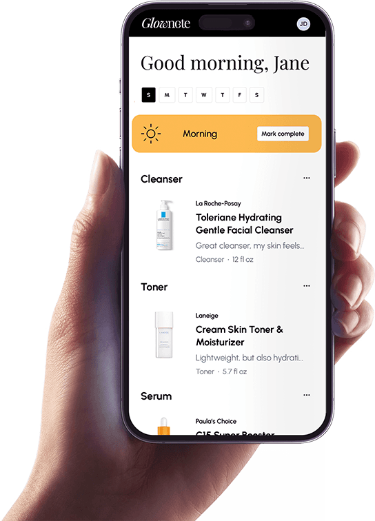 Glownote skin care application hero image